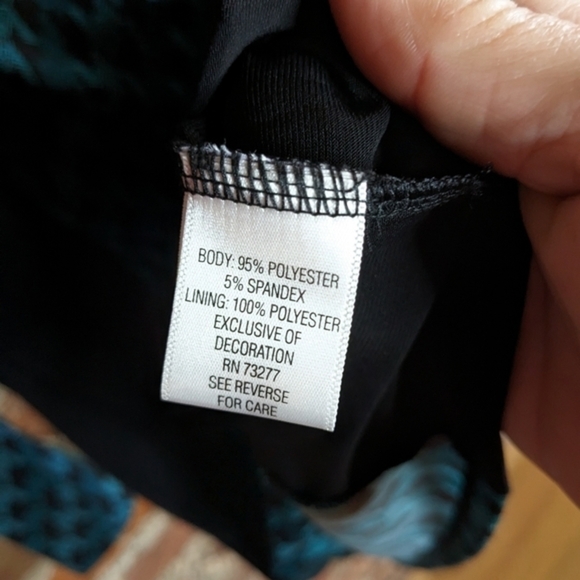 Dana Buchman Medium Green &‎ Black Long Sleeve Shirt w/ Ruching - Picture 5 of 10